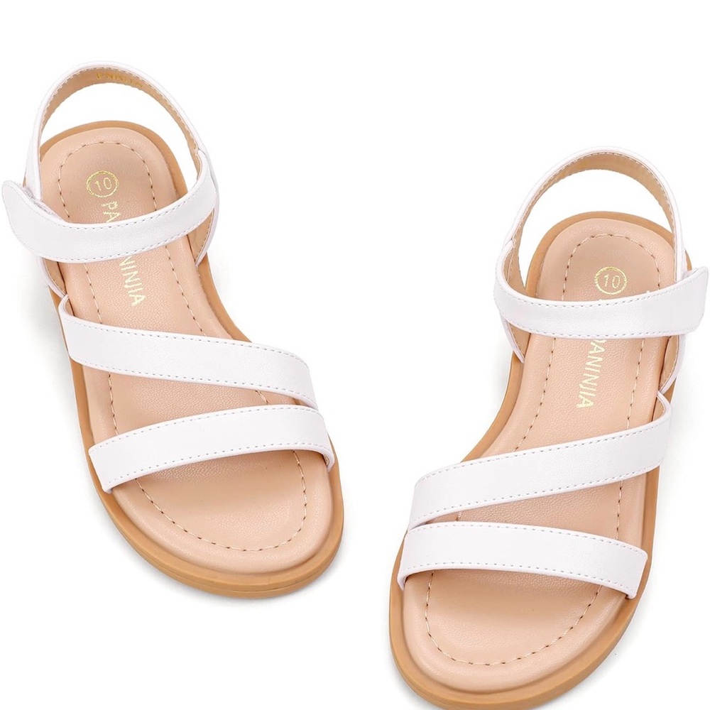 Kids White Strappy Sandals - Comfortable Summer Shoes
